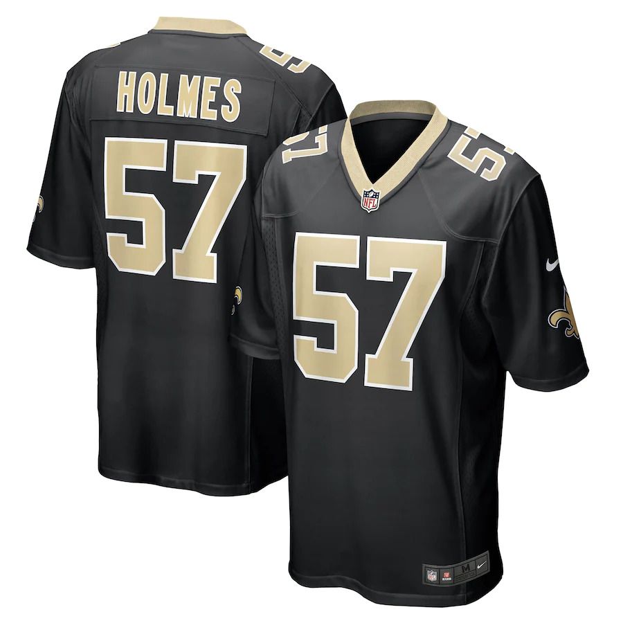 Men New Orleans Saints #57 Jalyn Holmes Nike Black Game Player NFL Jersey